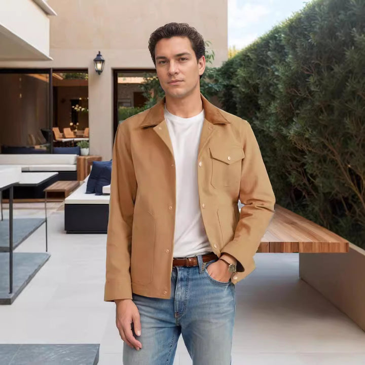 Herren Suedejacke mit modischem Design und praktischen Taschen Echoarchiv