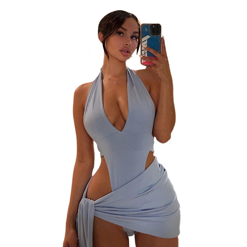 Damen Wickelkleid mit raffinierten Bindungen und tiefem V-Ausschnitt Echo Archiv