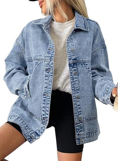 Damen Oversize Jeansjacke mit tiefer Passe, geradem Saum und Vintage‑Waschung Echo Archiv