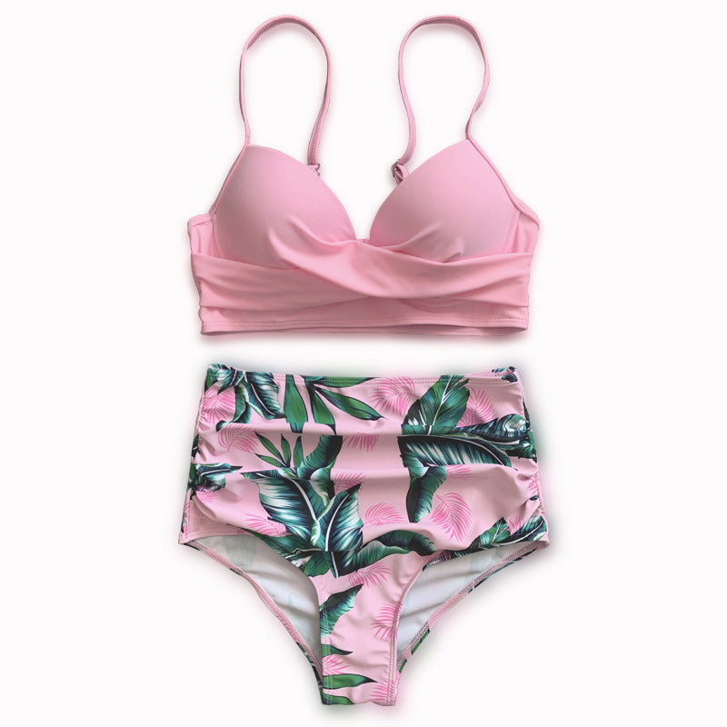 Damen Hoch taillierter Bikini mit kreativem Wickeldesign Echo Archiv