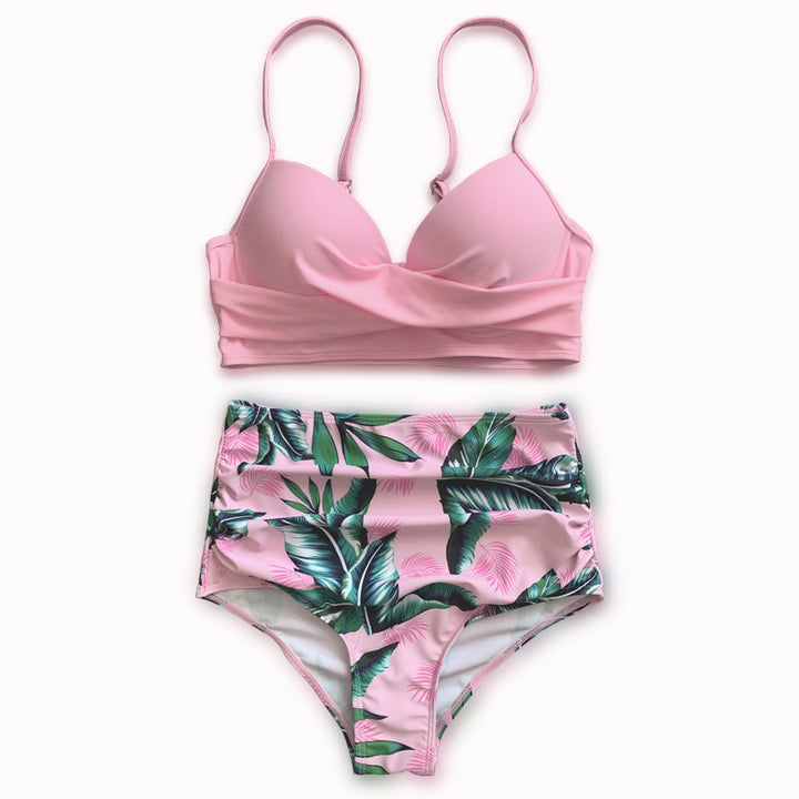 Damen Hoch taillierter Bikini mit kreativem Wickeldesign Echo Archiv