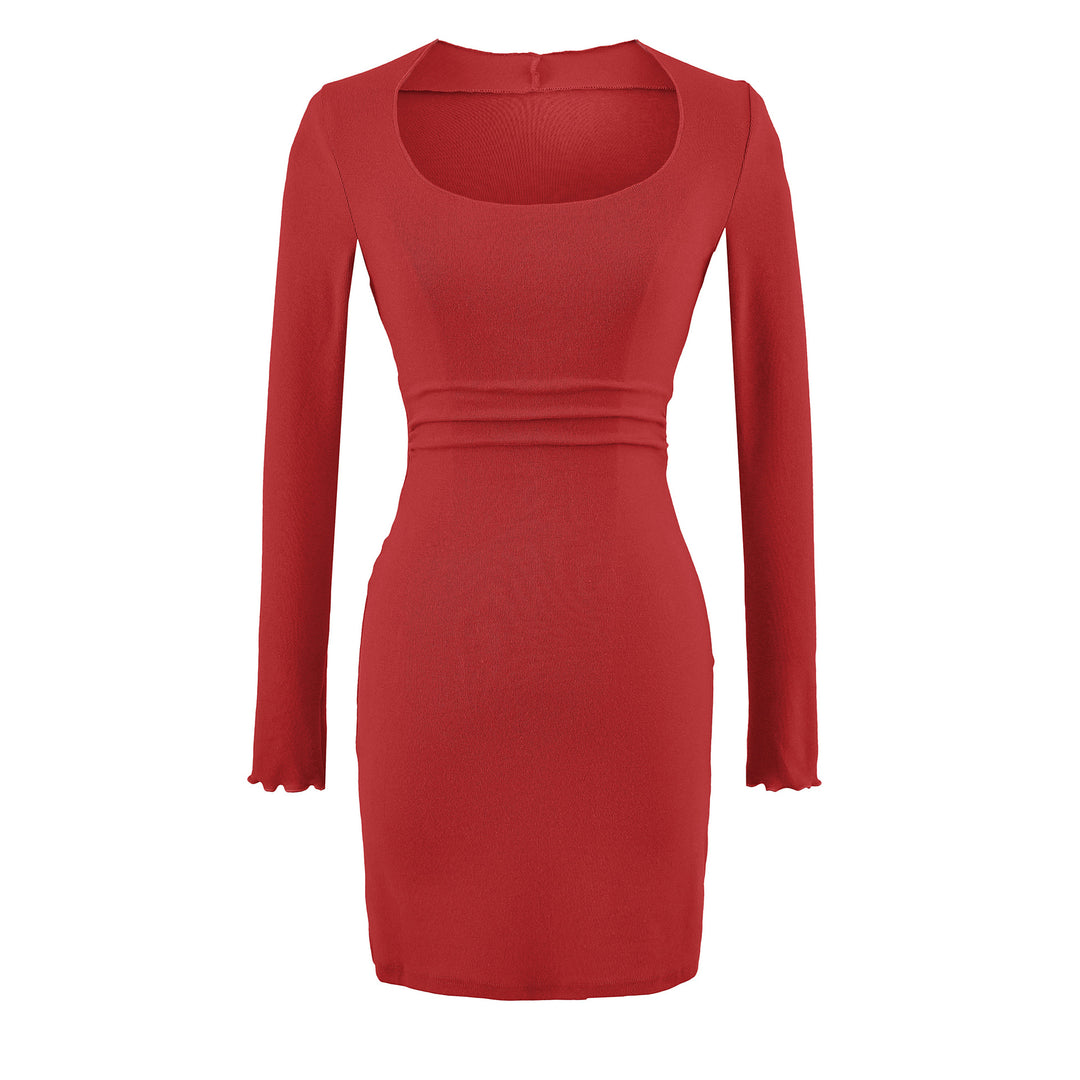 Damen Figurbetontes Midikleid mit Quadrat-Ausschnitt und Taillenraffung Echoarchiv