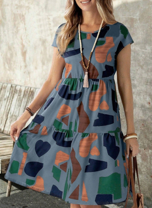 Damen Midikleid mit grafischem Muster und Schlaufenärmel Echo Archiv