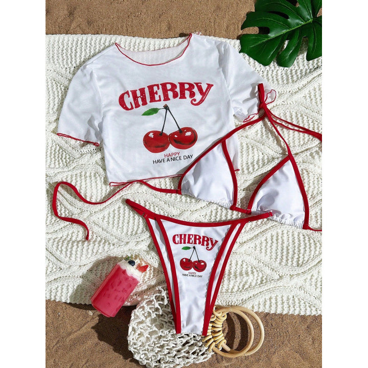 Damen Crop-Top Bikini-Set mit sportlichem Schnitt und Brasil-Print Echo Archiv