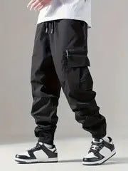 Herren Twill-Cargo-Jogginghose mit Reißverschluss-Beintasche & Tunnelzugbund Echo Archiv