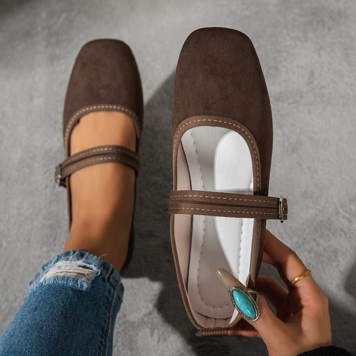 Damen edle Ballerinas mit klassischem Riemen Echoarchiv