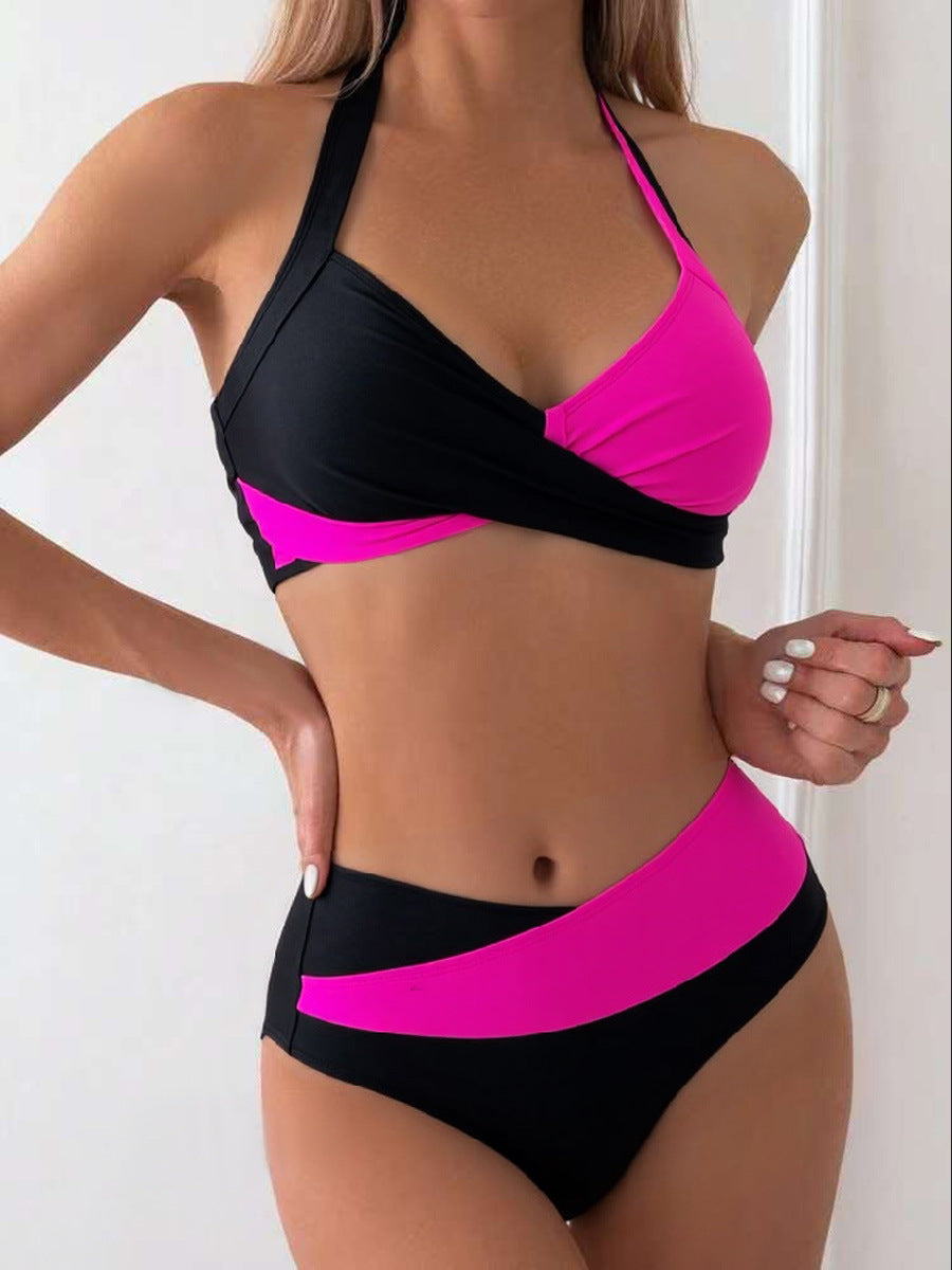 Damen Modischer Bikini mit asymmetrischem Schnitt und Kontrastdetails Echo Archiv