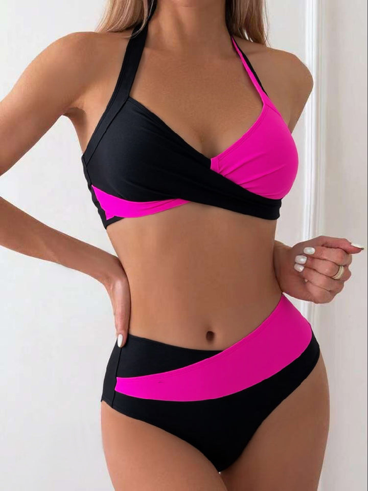 Damen Modischer Bikini mit asymmetrischem Schnitt und Kontrastdetails Echo Archiv