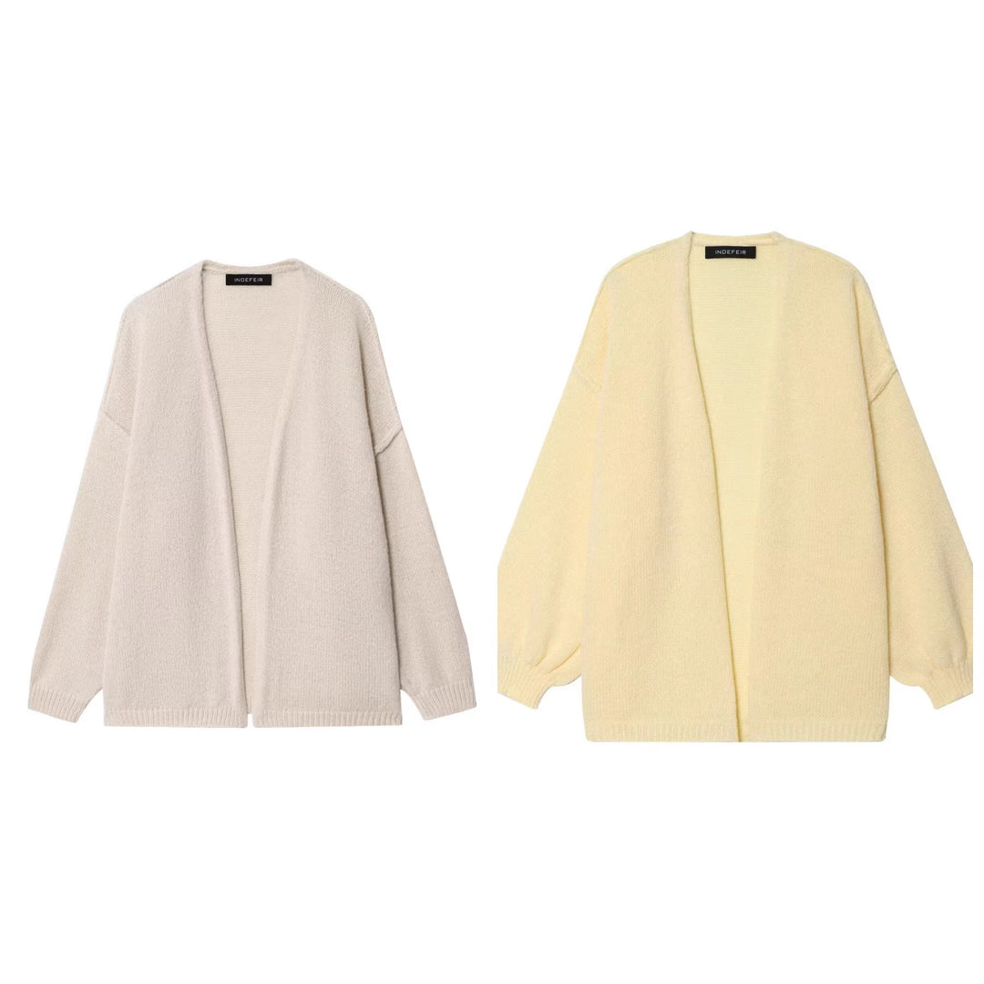 Damen Oversize Strickcardigan mit Ballonärmeln und offener Front Echo Archiv
