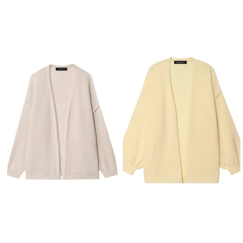 Damen Oversize Strickcardigan mit Ballonärmeln und offener Front Echo Archiv