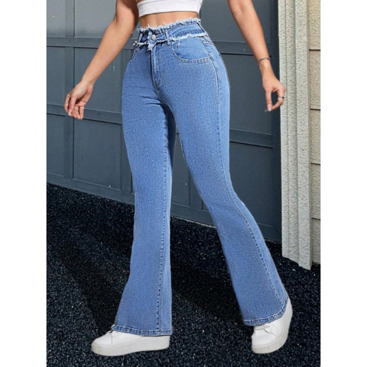 Damen Hochtaillierte Sculpting-Flared-Jeans mit gerafftem Bund und figurformender Passform Echo Archiv