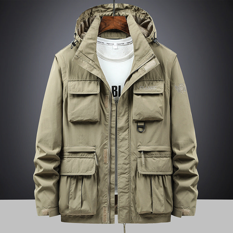 Herren multifunktionale Fieldjacke mit Kapuze und zahlreichen Taschen – Taviero
