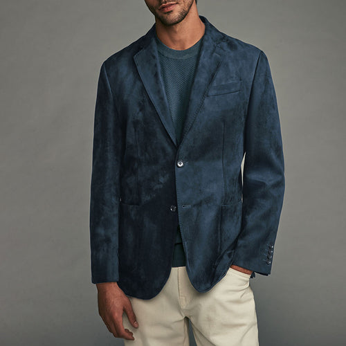 Herren moderner Wildlederblazer mit strategischen Taschen und feiner Textur Echoarchiv