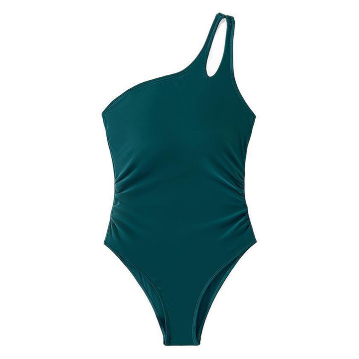 Damen Einteiler Badeanzug mit asymmetrischem Schnitt und kreativem Bindedetail Echo Archiv