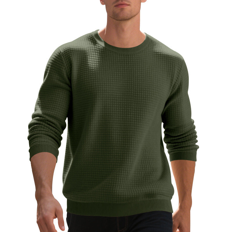 Herren warmer Pullover mit strukturiertem Gewebe und Rundhalsausschnitt Echoarchiv