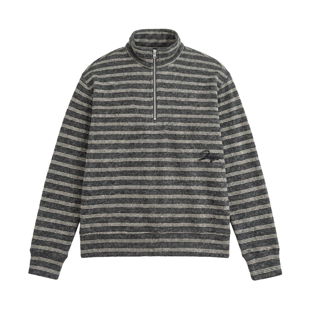 Herren Strukturiertes Halbzip-Strickpullover mit Stehkragen Echoarchiv
