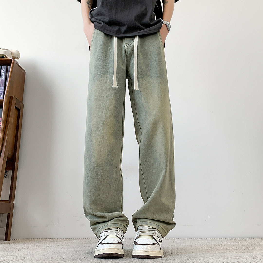 Herren weit geschnittene Denim-Hose mit verstellbarem Bund Echoarchiv