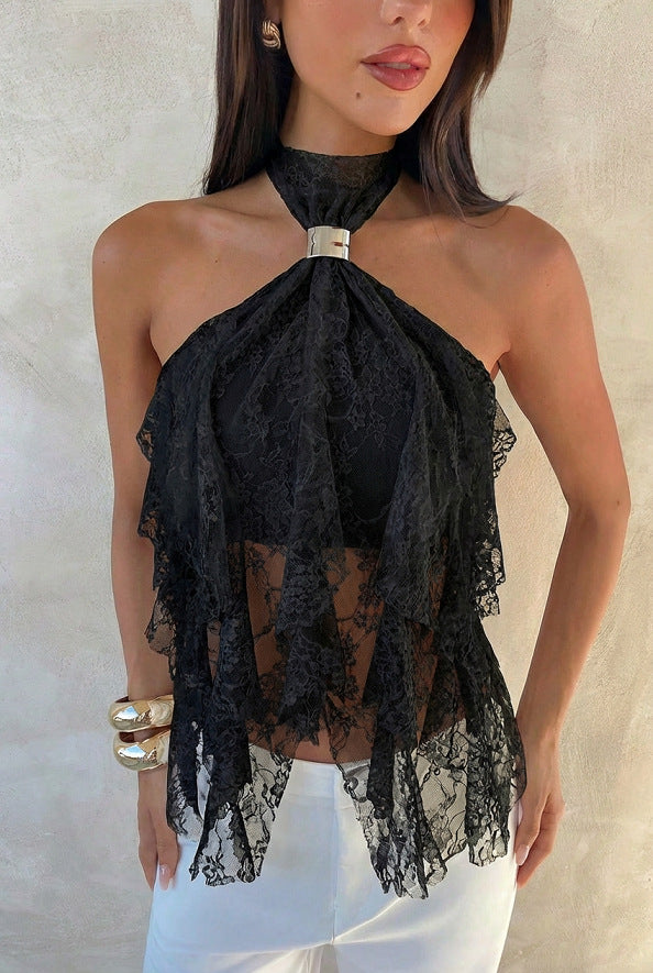 Damen Top mit asymmetrischem Schnitt und dekorativen Rüschen Echo Archiv