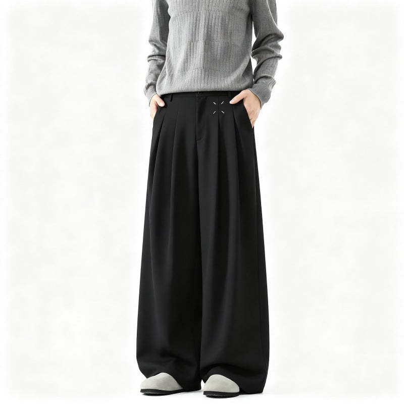 Herren Extrawide Palazzo-Hose mit hoher Taille, Bundfalten und weitem Bein Echoarchiv