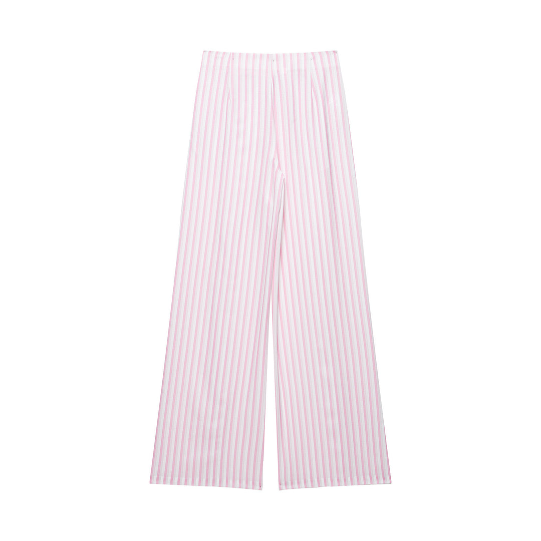 Damen Leichte Highwaist Palazzohose mit weitem Bein, Tunnelzug und vertikalem Streifenmuster Echo Archiv