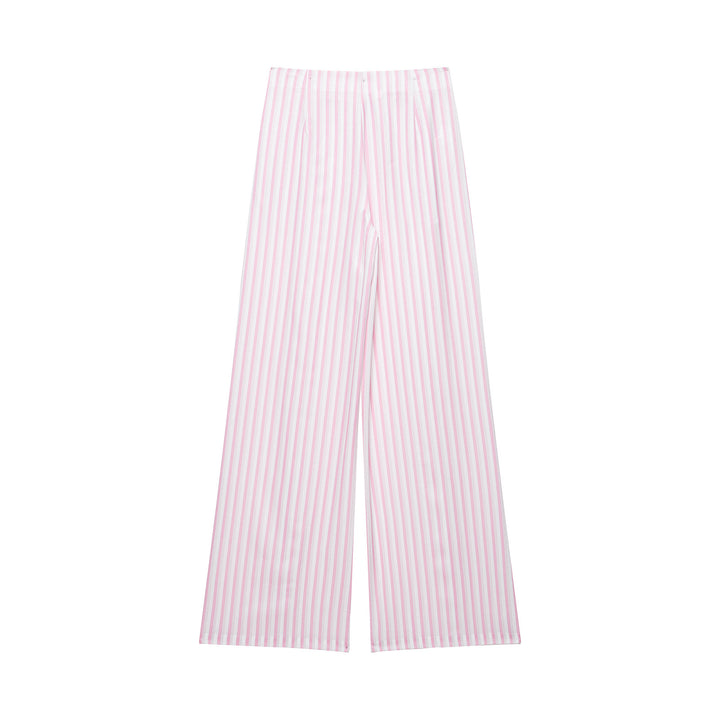 Damen Leichte Highwaist Palazzohose mit weitem Bein, Tunnelzug und vertikalem Streifenmuster Echo Archiv