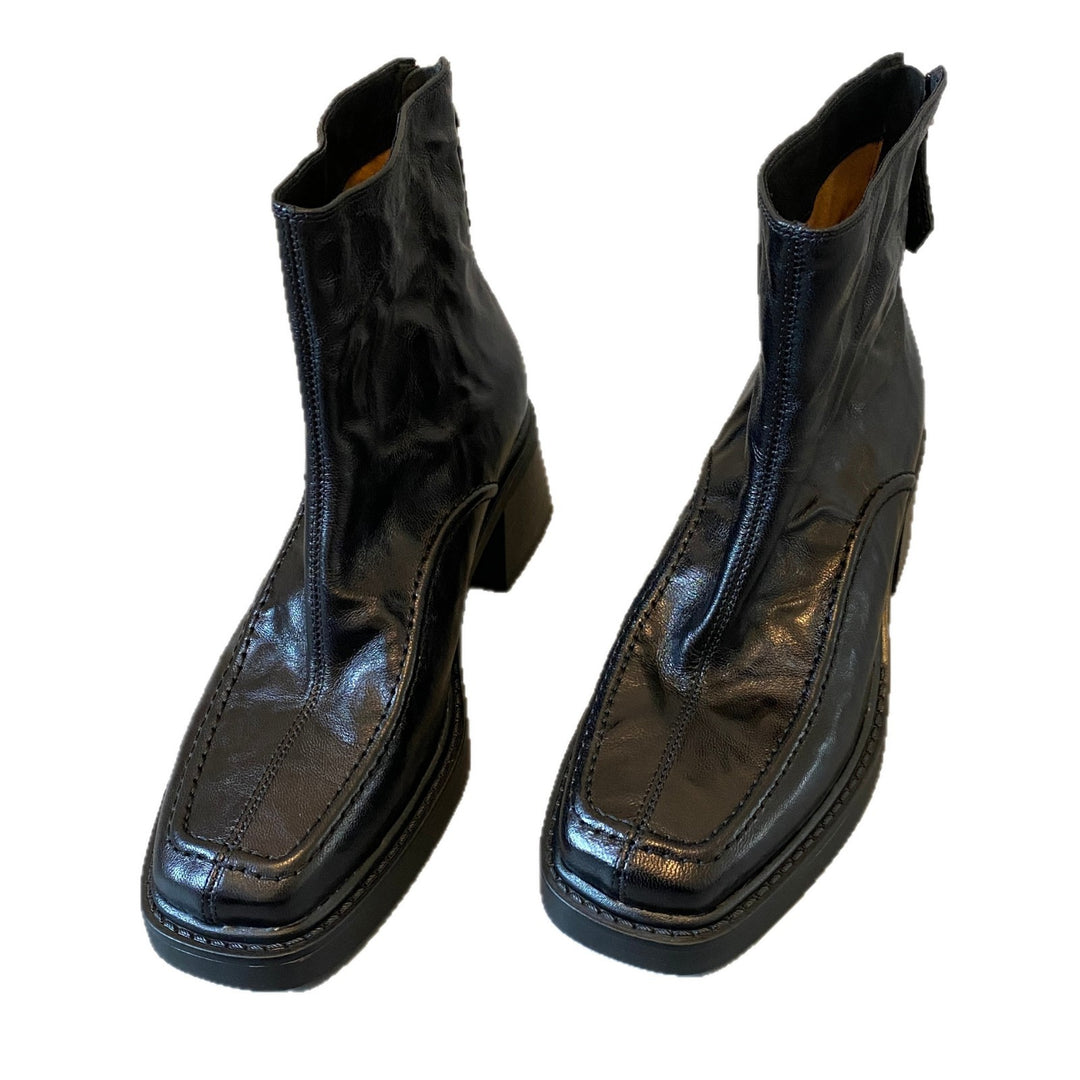 Damen Ankle-Boots im Mokassin‑Moccasin‑Look mit mittlerem Blockabsatz und Rückreißverschluss Echo Archiv