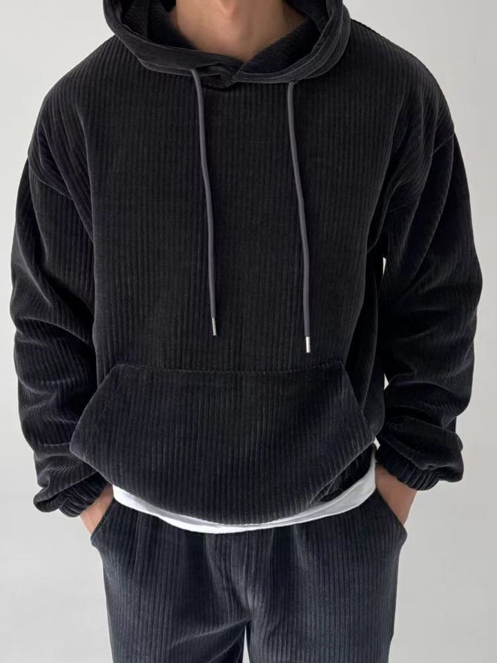 Herren Kuscheliger Hoodie mit Rippstruktur und praktischer Kängurutasche Echoarchiv