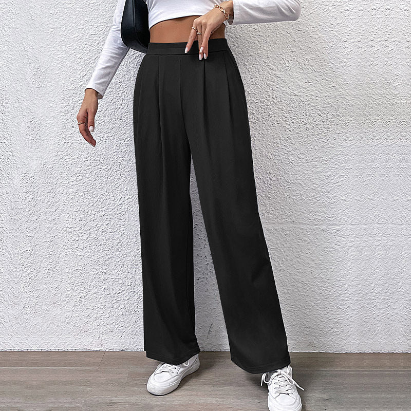 Damen Weite High‑Waist Stoffhose mit Bundfalten und Palazzo‑Silhouette – Avélisse