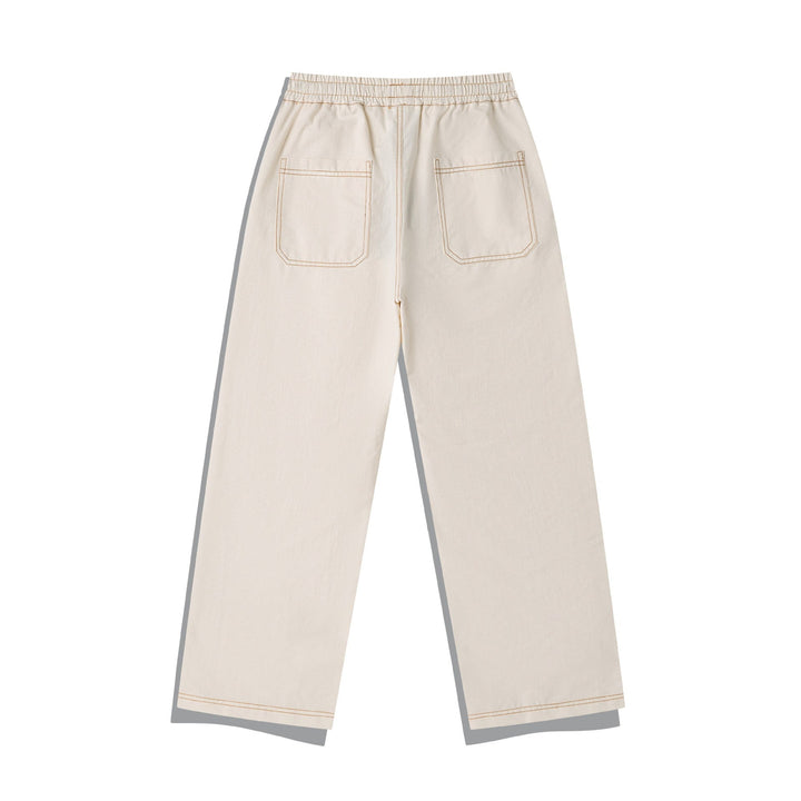 Damen Weite Denim-Cargo-Culotte mit elastischem Bund und Kontraststeppung Echoarchiv