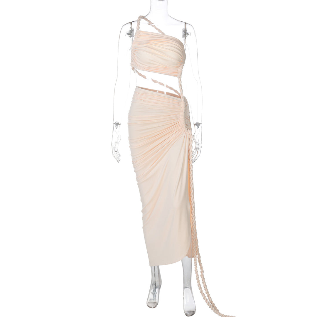 Damen Elegantes, einseitiges Maxikleid mit raffinierten Drapierungen Echo Archiv