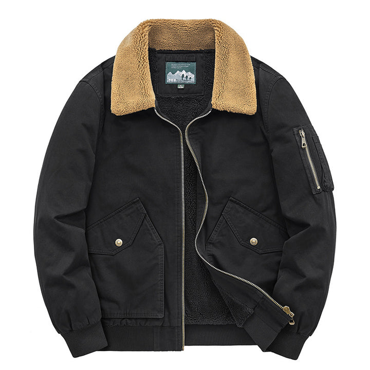 Herren Thermo-gefütterter Pilotenblouson aus robustem Canvas mit Sherpa-Innenfutter und Kunstfellkragen Echo Archiv