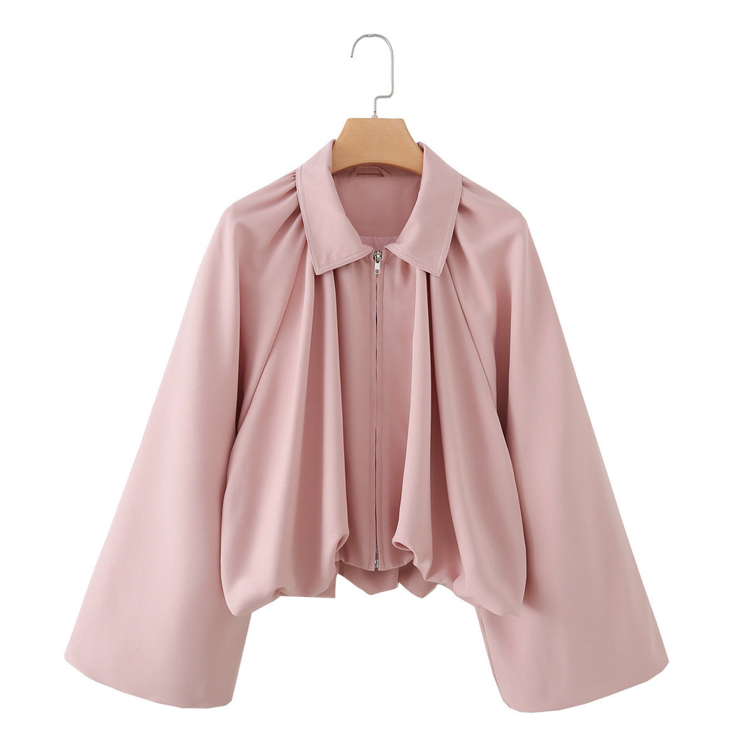 Damen Kurzjacke mit Kräusel-Volants, weitem Ärmel und Reißverschluss Echo Archiv