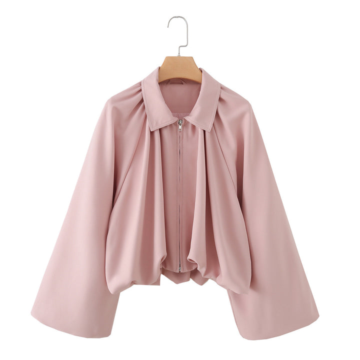 Damen Kurzjacke mit Kräusel-Volants, weitem Ärmel und Reißverschluss Echo Archiv