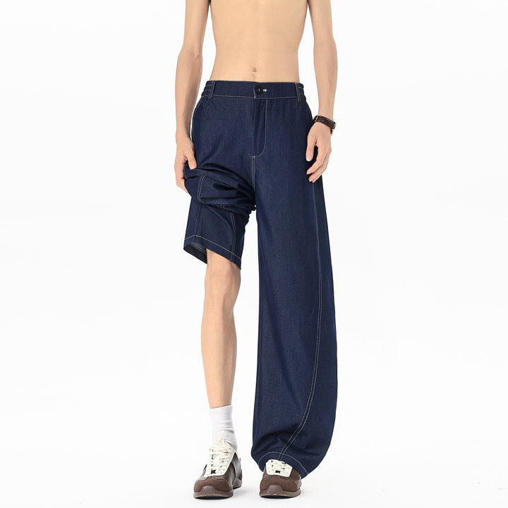 Herren Asymmetrische Zweilagen-Jeanshose mit einer Shorts- und einer Wide‑Leg‑Seite Echoarchiv
