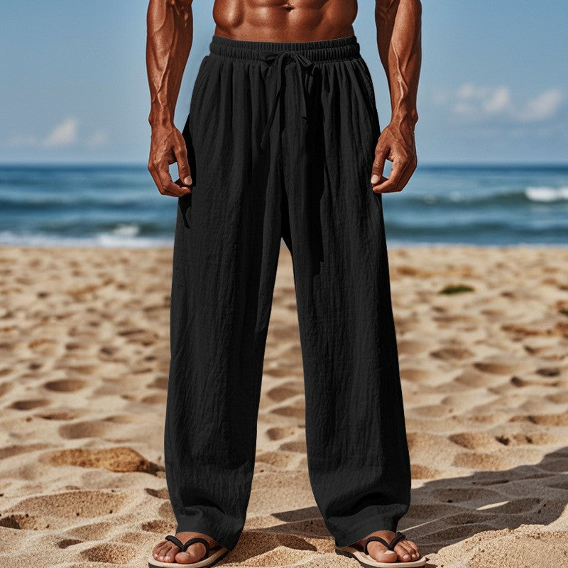 Herren lockere Strandhose mit elastischem Bund und seitlichen Eingrifftaschen Echoarchiv