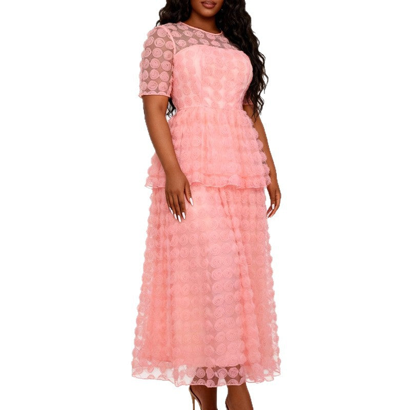 Damen Elegantes Maxi-Kleid mit floralem Volant-Design Echo Archiv