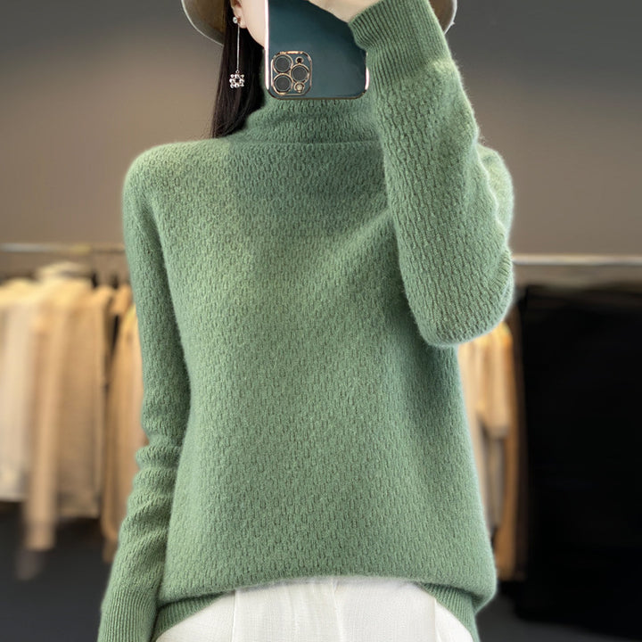 Damen Weicher Feinstrick‑Mockneckpullover mit flauschiger Mohair‑Optik, zarter Wabenstruktur und legerer Oversize‑Passform Echoarchiv