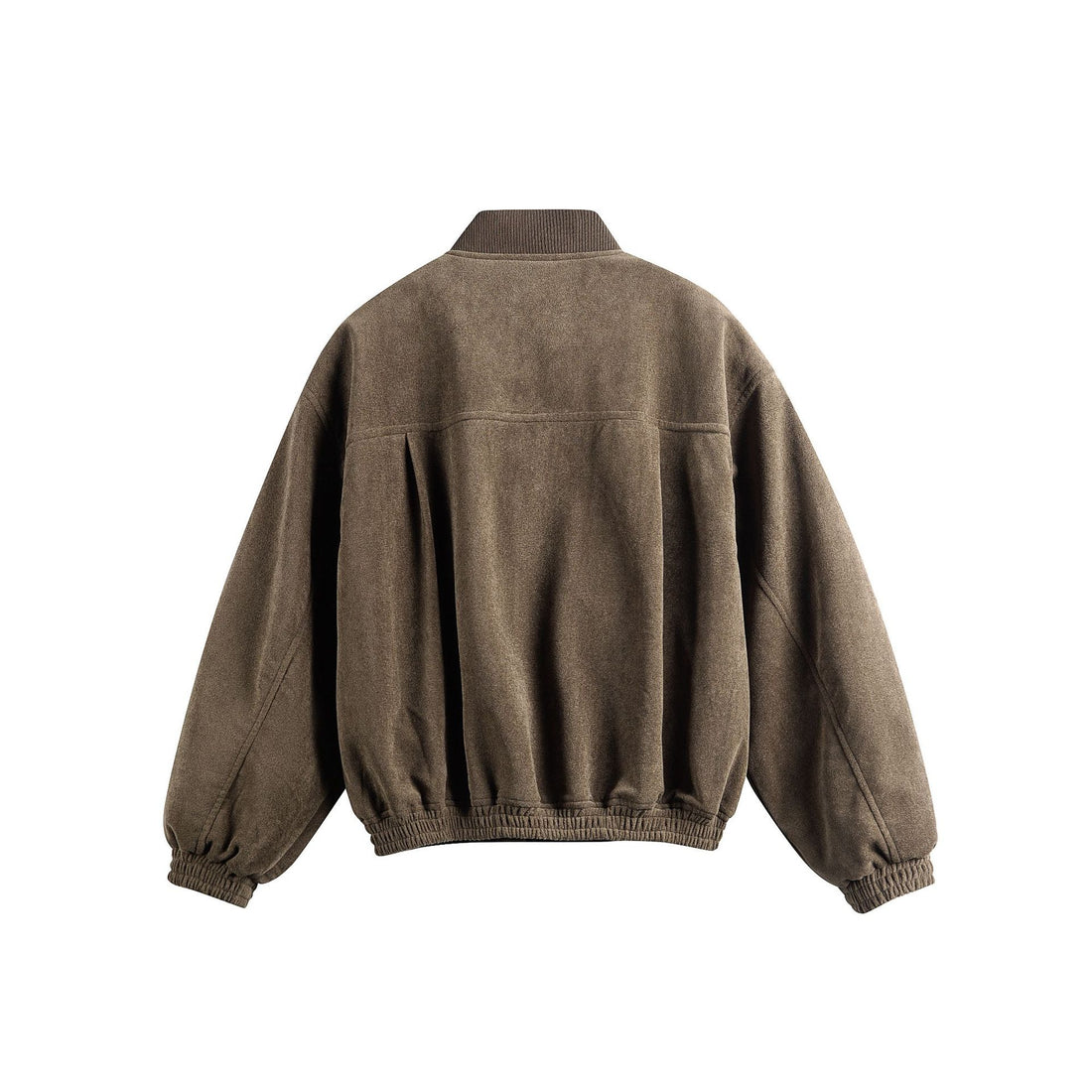 Unisex Boxy-Softsuede-Blouson mit Druckknopfleiste, Pattentaschen und geripptem Saum Echoarchiv