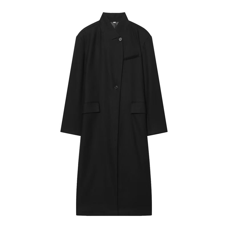Damen Langer Mantel mit Mandarin-Kragen, minimalistischer Silhouette und verdeckter Knopfleiste Echo Archiv