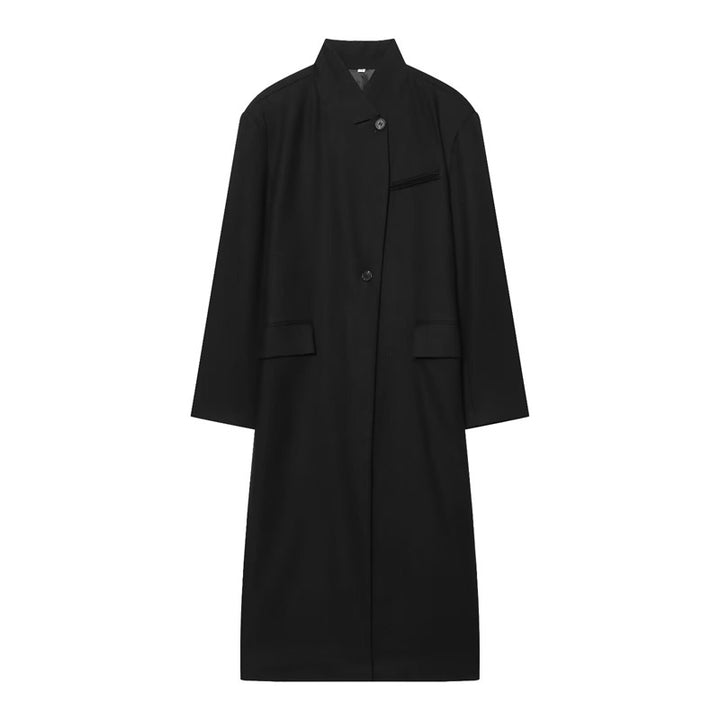 Damen Langer Mantel mit Mandarin-Kragen, minimalistischer Silhouette und verdeckter Knopfleiste Echo Archiv