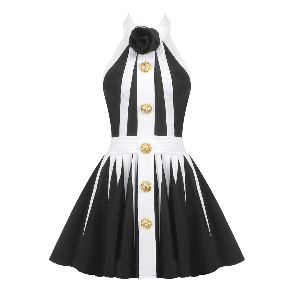 Damen Rockabilly Kleid mit Knopfdetails und floralem Dekor Echo Archiv