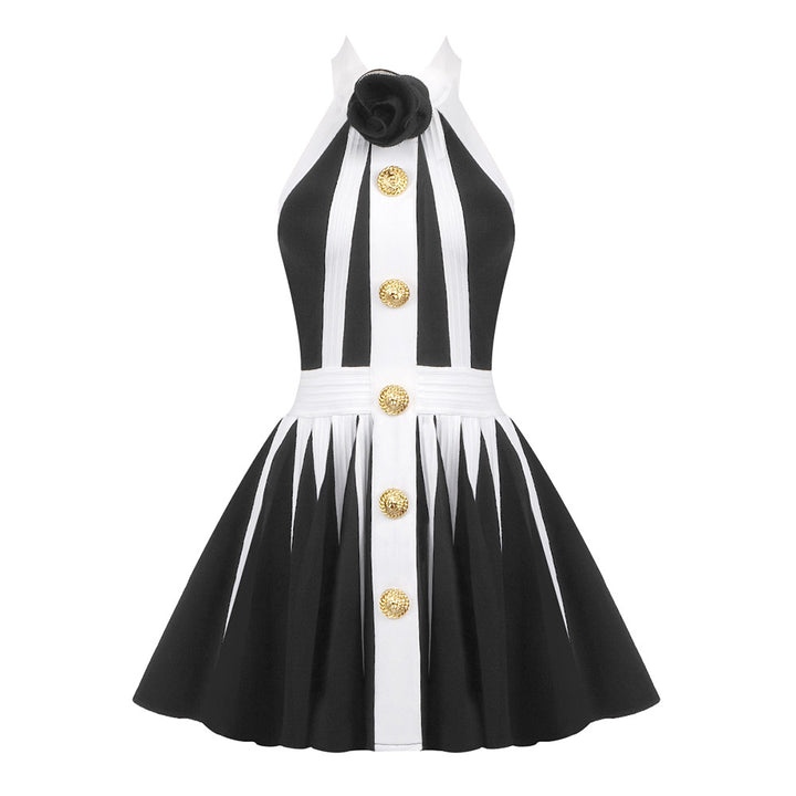 Damen Rockabilly Kleid mit Knopfdetails und floralem Dekor Echo Archiv