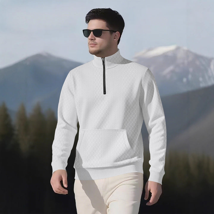 Herren sportlicher Pullover mit hohem Stehkragen und Taschen Echoarchiv