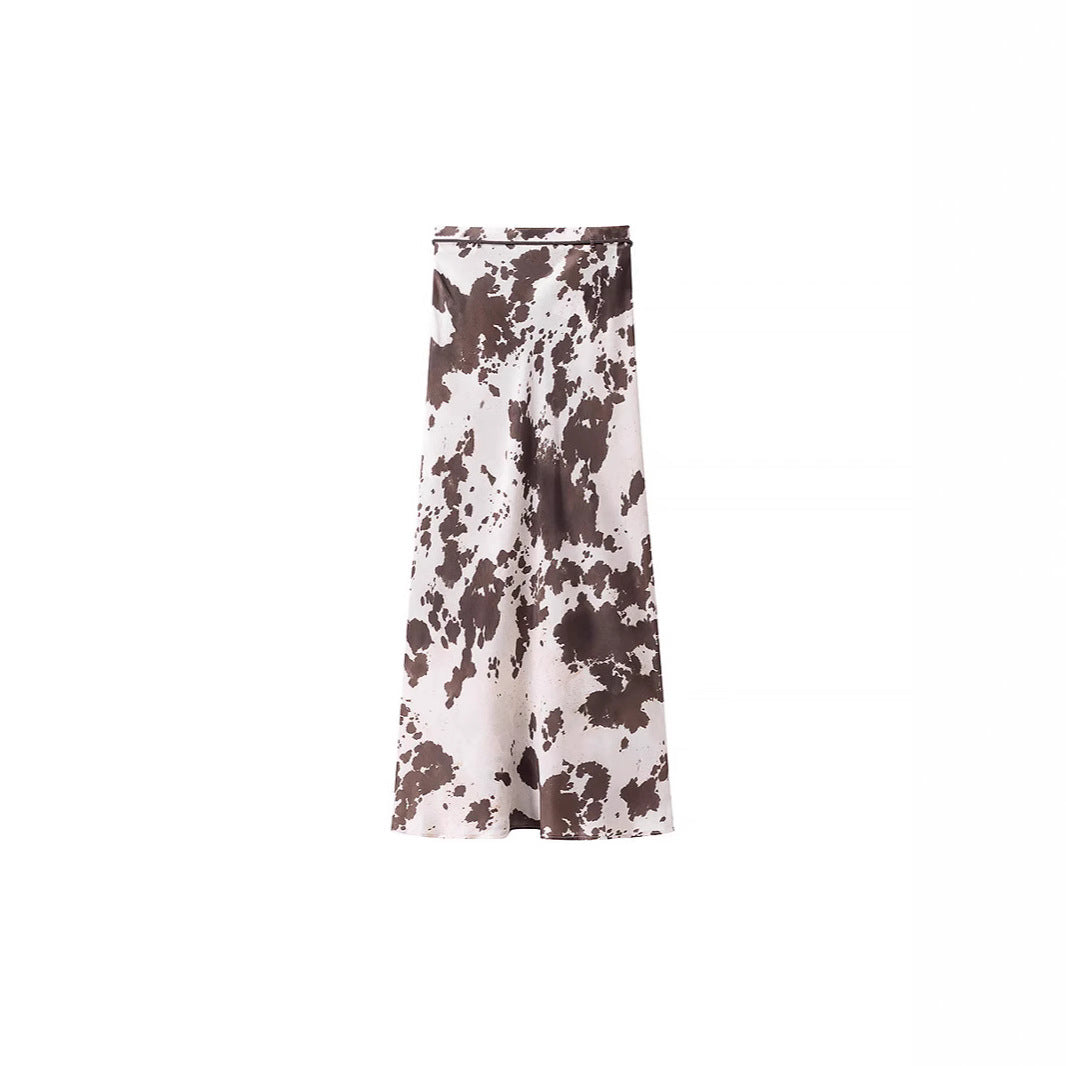 Damen Oversize-Hemdbluse mit Kuhflecken-Print, verdeckter Knopfleiste und weitem Schnitt Echo Archiv