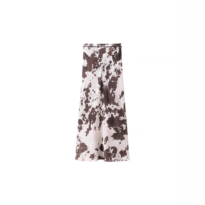 Damen Oversize-Hemdbluse mit Kuhflecken-Print, verdeckter Knopfleiste und weitem Schnitt Echo Archiv