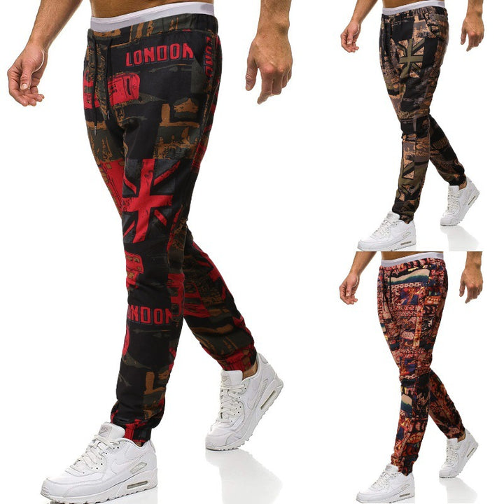 Herren Cargohose mit urbanem Print und elastischem Bund Echoarchiv