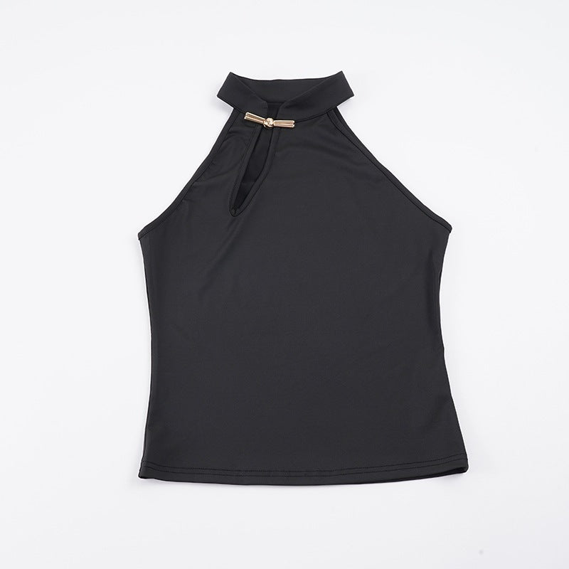 Damen Hochgeschlossenes Sporttop mit dekorativem Schlitz und eleganter Schnalle Echo Archiv