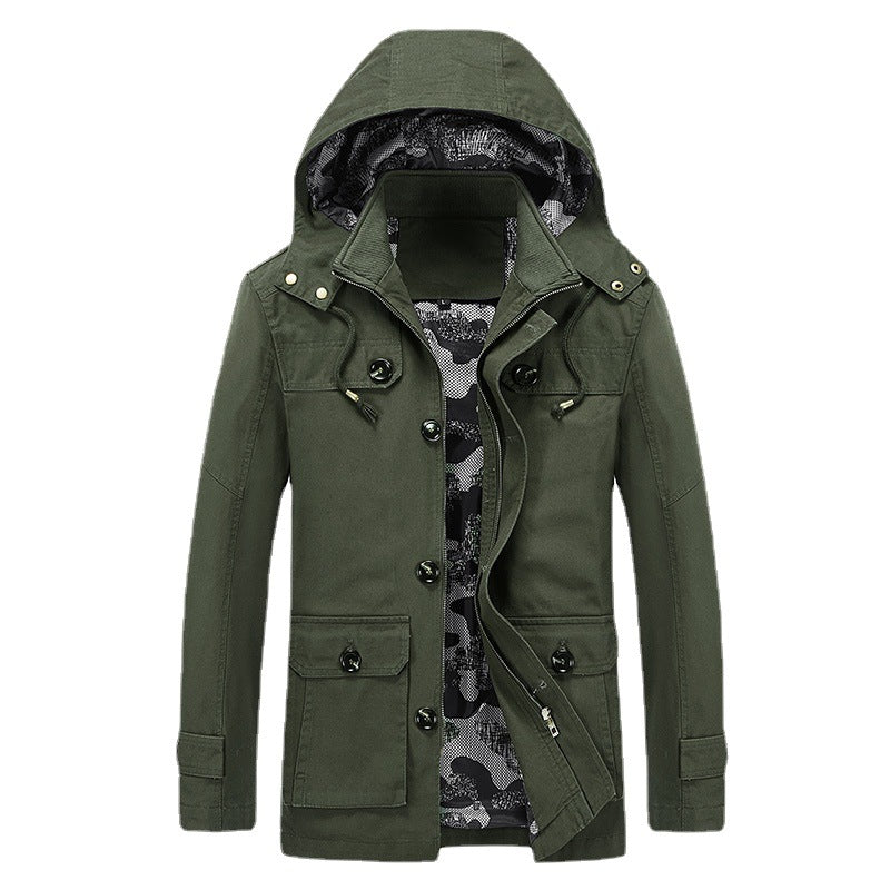 Herren leichter Canvas-Fieldparka mit camouflage-Innenfutter, verdecktem Reißverschluss und Mehrzwecktaschen Echoarchiv