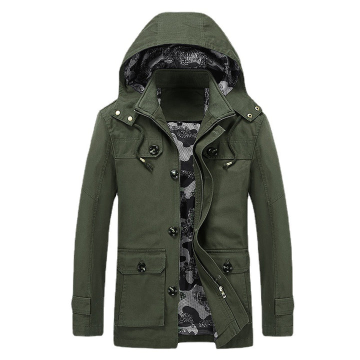 Herren leichter Canvas-Fieldparka mit camouflage-Innenfutter, verdecktem Reißverschluss und Mehrzwecktaschen Echoarchiv