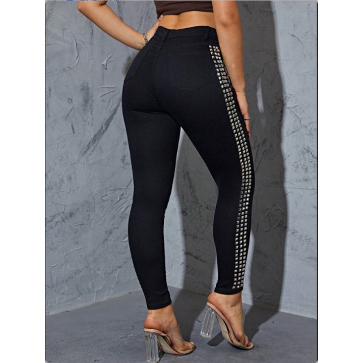 Damen Hochtaillierte Skinny-Jeansleggings mit seitlichem Nietenband und Sculpting-Effekt Echo Archiv